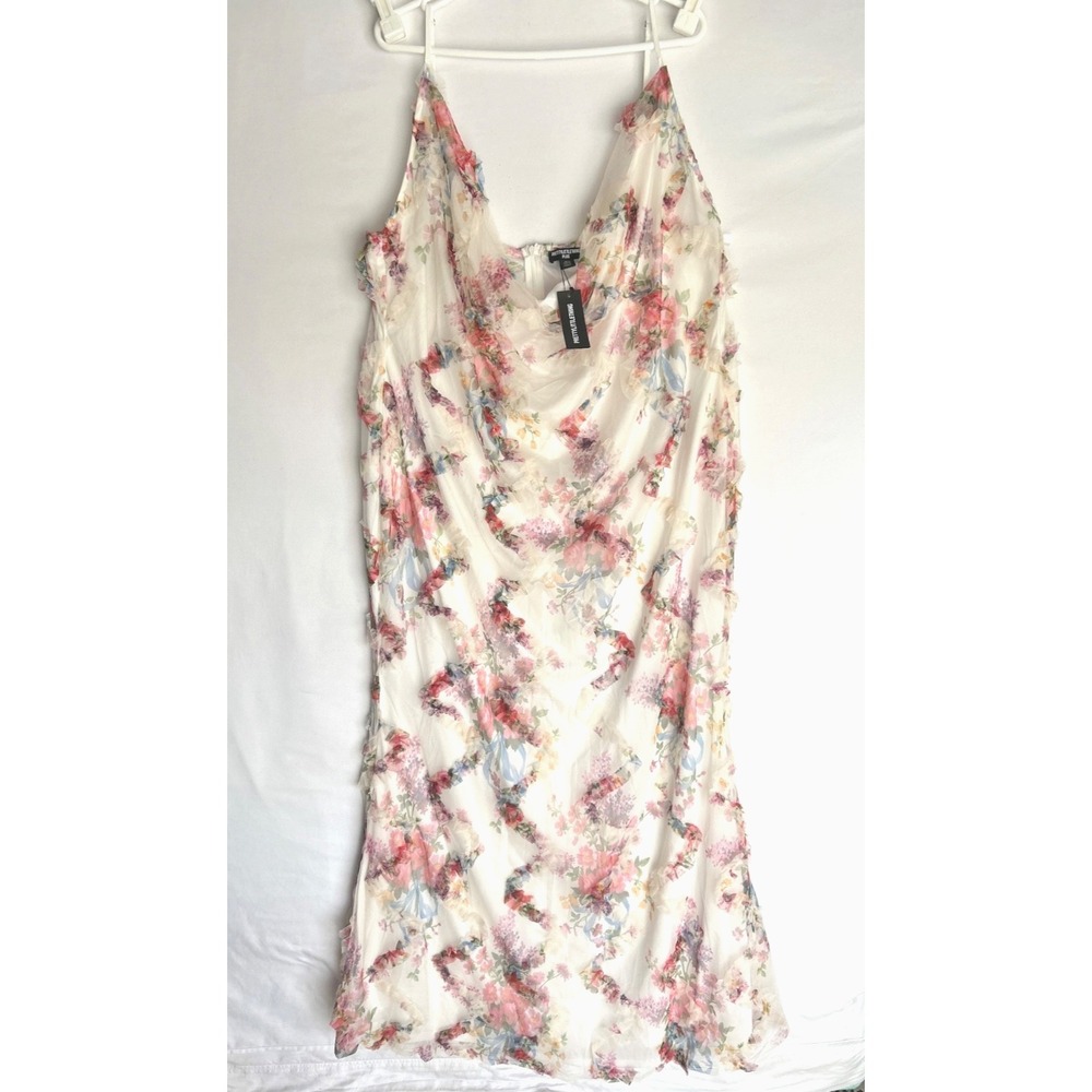 Pretty Little Thing Plus Floral Mesh Overlay Fairy Maxi Dress 20 1X 2X NWT $121